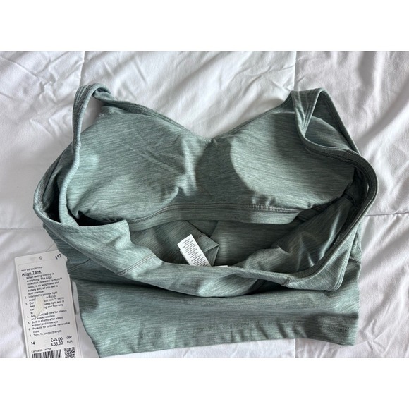 New Lululemon Align Tank Top Cropped Size 14 HTTW Heather Green Bra Built In - Picture 8 of 10